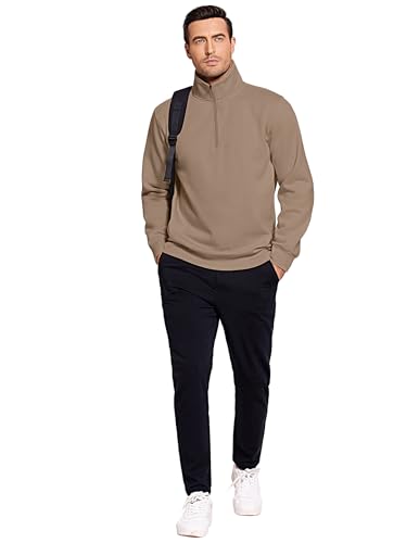 PINSPARK Men's Quarter Zip Pullover Sweatshirts Mock Neck Casual Long Sleeve Fall Winter Warm Fleece Cotton Sweatshirt3