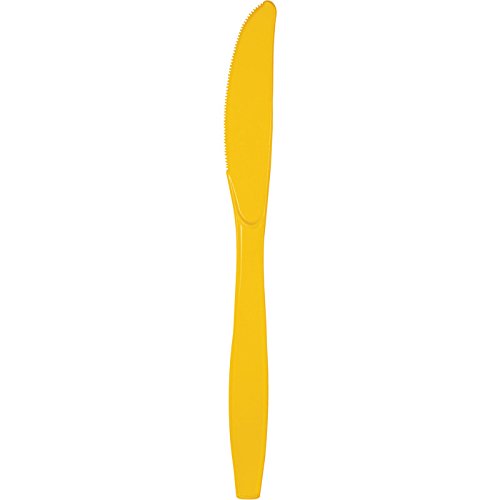 Club Pack of 600 School Bus Yellow Premium Heavy-Duty Plastic Party Knives