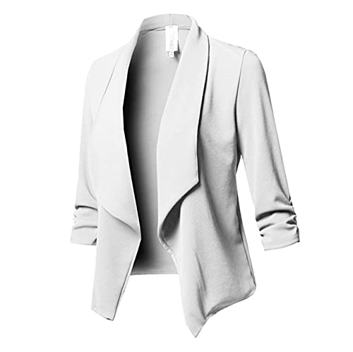 Blazer femme manches 3/4 ruchées Dawwoti veste de costume casual