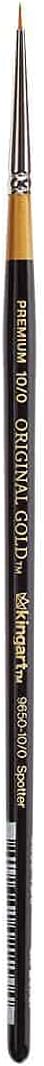 KINGART Premium Original Gold 9650-10/0 Spotter Series Artist Brush, Golden Taklon Synthetic Hair, Short Handle, for Acrylic, Watercolor, Oil and Gouache Painting, Size 10/0