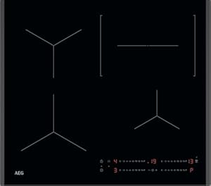 AEG Induktionskochfeld autark 60cm – 4 Flex-Kochzonen mit Bräterzone – 14 Stufen + Powerfunktion – Facettenrahmen – Timer – Touch-Bedienung – kompatibel mit Haubenautomatik – TO64IC00FB