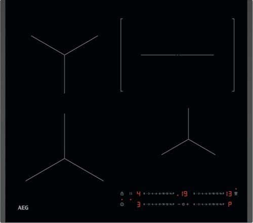 AEG Induktionskochfeld autark 60cm – 4 Flex-Kochzonen mit Bräterzone – 14 Stufen + Powerfunktion – Facettenrahmen – Timer – Touch-Bedienung – kompatibel mit Haubenautomatik – TO64IC00FB