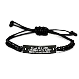 Funny Mail Carrier Quote Gifts from Men for Birthday - Adjustable Black Stainless Steel Rope Bracelet, Unique Mail Carrier Accessories, Small, Nylon, no gemstone