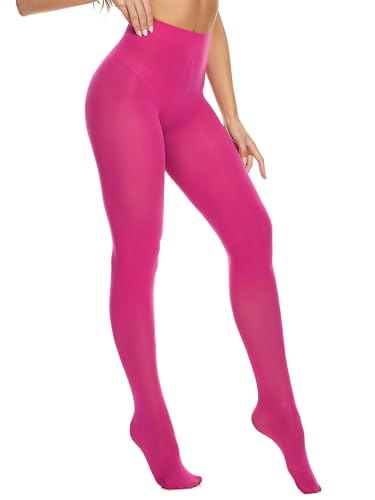 Image of HeyUU Women's 80D Ultra Soft Opaque Tights, High Waist Solid Color Footed Pantyhose with 29 Colors
