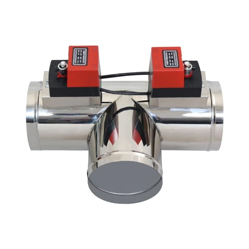 Vanne motorisée pour conduit d'air en inox type T avec alimentation 220V