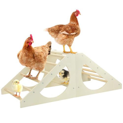 Image of Chicken Roosting Bar Solid Wood Roosting Ladder Poultry Perch Stand Jungle Gym for Backyards Chicken Coops Farms Chicken Toy for Chicks Hens Roosters Large Birds Parrots Macaws L