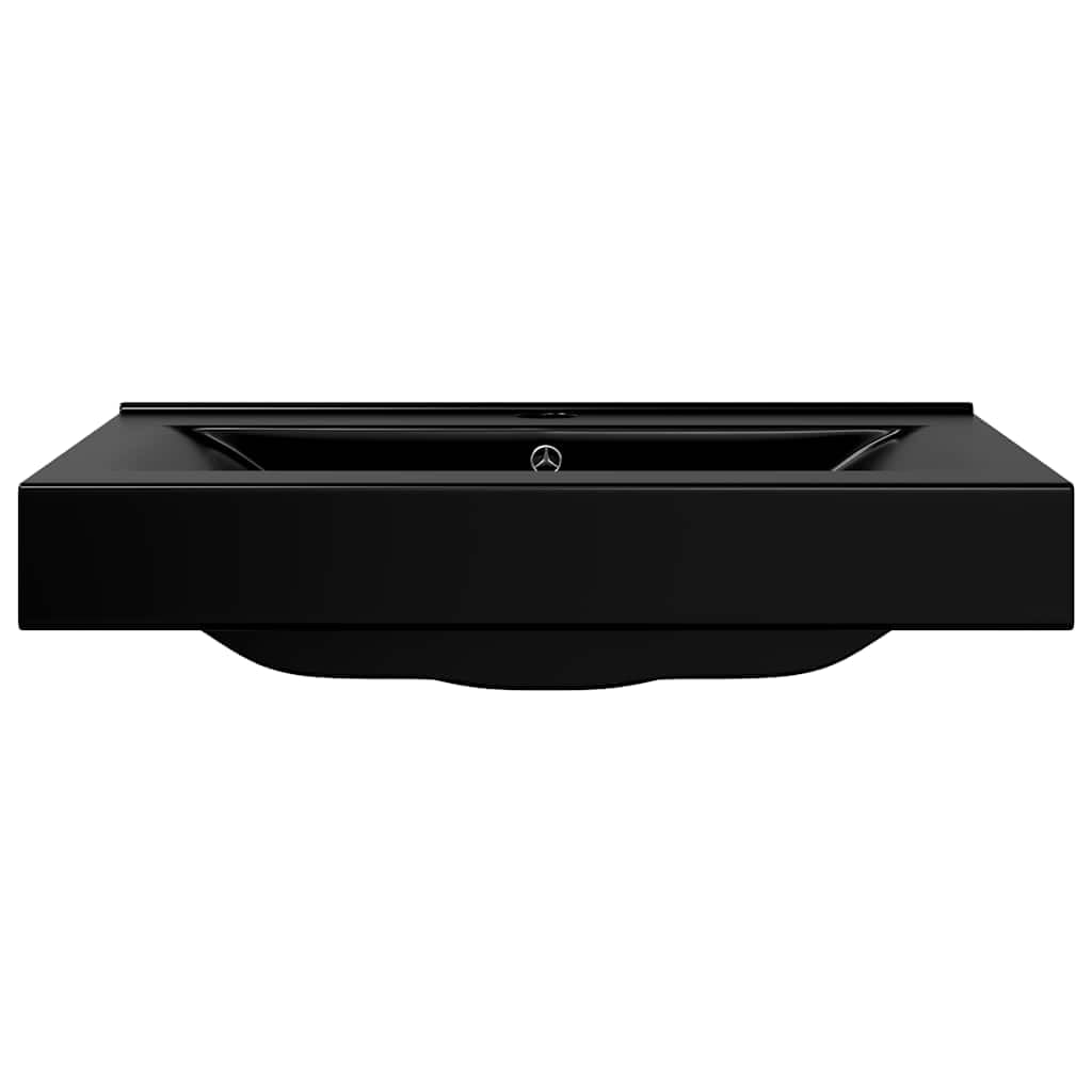 Lavabo di lusso in ceramica, rettangolare, nero, 60 x 46 cm, con foro per rubinetto, da incasso e sospeso, per bagno, WC degli ospiti, ristrutturazione e ristrutturazione