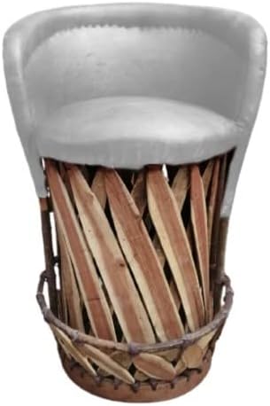 Equipal Bar Stool for Home Kitchen, Bar, Restaurant, Hotel Forniture Traditional Mexican Chair White Color Handmade, Artisan in Mexico Equipales San José Equipal Bar Stool