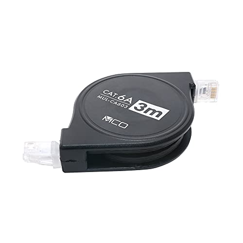 Cable LAN Retráctil Miyoshi 3 m Cat6a RJ45 Negro miniatura 2
