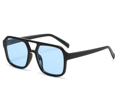 Image of Retro 70s Square Aviator Sunglasses Women Men Vintage Rectangle Sunglasses Flat Frame Trendy Shades