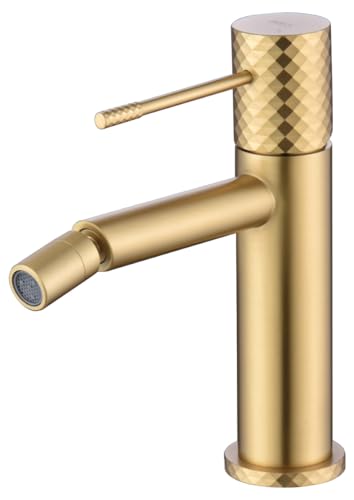 Mice - BDG053-2OC - Robinet mitigeur pour bidet avec technologie d'ouverture à froid en laiton - Robinet hygiénique pour eau froide/chauffe couleur or brossé