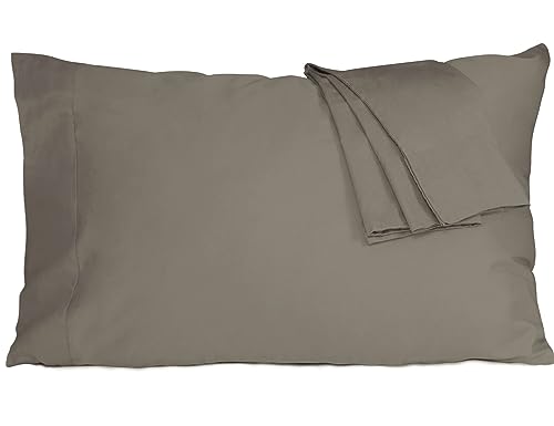 Pillow Cases, King Size Cotton Percale Weave Pillowcases, Pre-Shrunk Breathable and Hypoallergenic Pillowcases, Set of 2 (2 Piece King 20 Inch x 40 Inch, Taupe Gray)