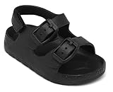 ChayChax Toddler Boys Girls Double Buckle Sandals Children's Adjustable Back Strap Water Sandal, Black, 9 Toddler