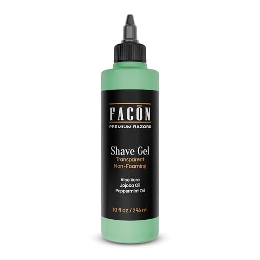 Facón Transparent Non-Foaming Clear Shave Gel with Skin Soothing Aloe Vera, Cooling Menthol Peppermint Oil, Bourbon Luxury Scent - Extra Glide for an Ultra-Clean Smooth Shave (10 fl oz / 296 ml)