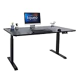 Kqueo Bureau Assis Debout électrique - Plateau 160x80cm, 2 Moteurs, Table Reglable Hauteur 71-120cm, Panneau de Contrôle Digital, KX2 160, Capacité De Charge 105 Kg (Noir)