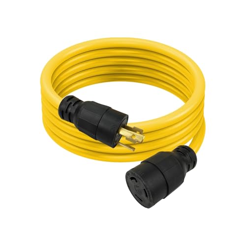 EP 10 Ft 30-Amp Generator Extension Cord 3-Prong 125V 3750W NEMA L5-30P/R 10 Gauge SJTW Twist Lock Heavy Duty Power Cord for House RV Black