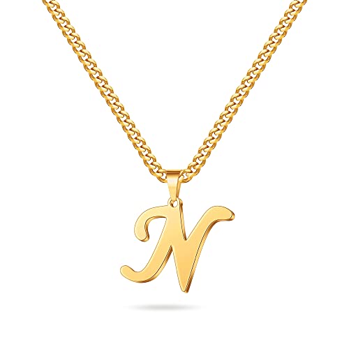 LUXEJEW Gold Letter N Initial Necklace