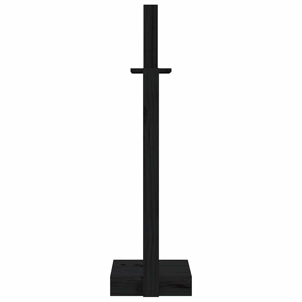 Home strumenti-Portalegna Nero 33.5x30x110 cm Legno Massello Pino