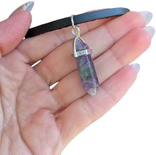 Rainbow Fluorite Necklace - Leather Fluorite Necklace - Fluorite Necklace Point - Fluorite Necklace - Rainbow Fluorite Jewelry - Mom Gift
