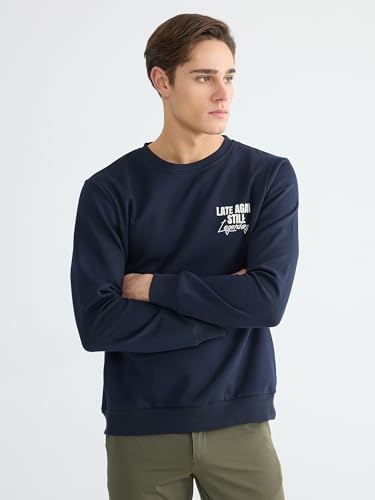 LC WAIKIKI Crew Neck Printed Men'S Sweatshirt L Navy