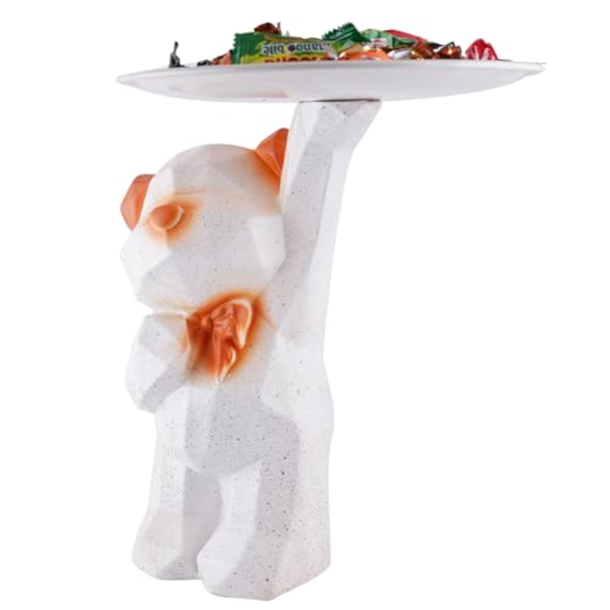 8 Inches Standing White Teddy Cum Serving Platter for Dining Table