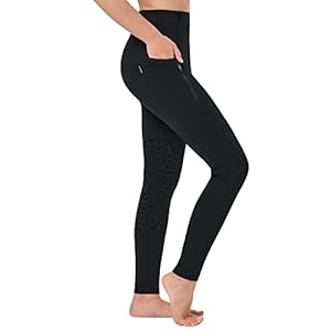 baleaf Girls Horse Riding Pants Kids Equestrian Breeches Belt Loops Knee-Patch Youth Schooling Tights Zipper Pocket