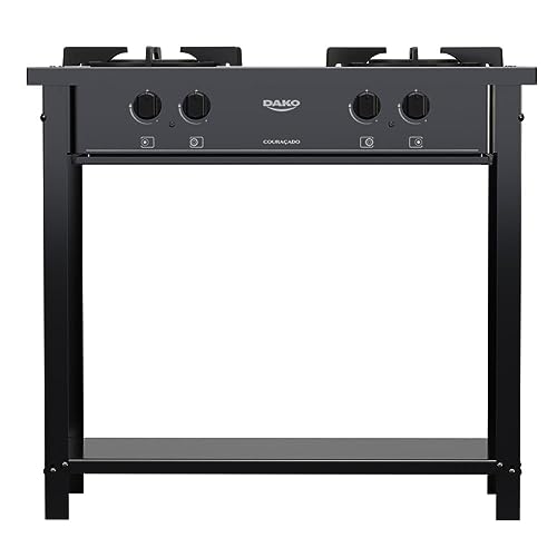 Fogão Industrial 2 Bocas Preto com Dupla Chama e Pés Removíveis Dako Couraçado