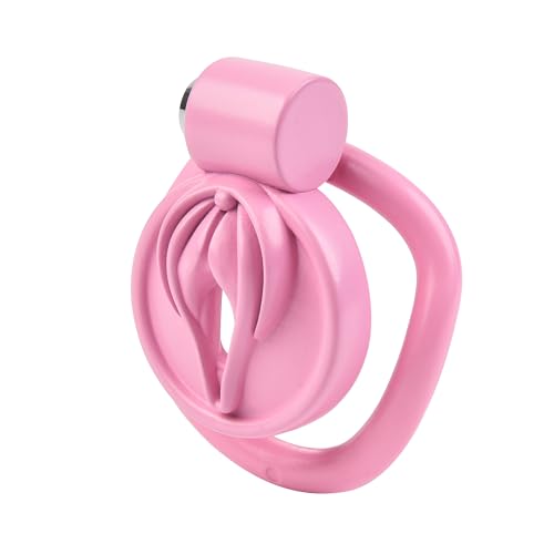 Männliches Enthaltsamkeitsgerät – Sperrbarer Penis Käfig mit 5 Ringen für Penisübungen und Teasing, Atmungsaktives Harzmaterial, Verstellbare Passform für Männer (Pink, CB-02)
