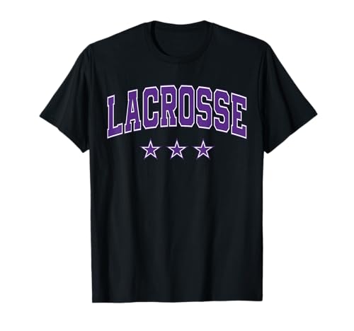 Texto clásico retro universitario de Lacrosse All Purple Stars Camiseta