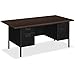 HON Metro Classic Double Pedestal Desk - 72" x 36" x 29.5" - 4 x Box Drawer(s), File Drawer(s) - Double Pedestal - Square Edge - Material: Steel - Finish: Mocha Laminate, Black Paint
