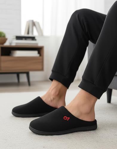 Image of VeraCosy Men's Two-Tone Memory Foam House Slippers Indoor Outdoor Durable Rubber Sole