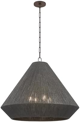 Troy Lighting Keats Pendant | Bronze Finish | Woven Jute Cone Shade | Large-Scale Organic Ceiling Light | 30" W x 24.75" H | F1630-BRZ