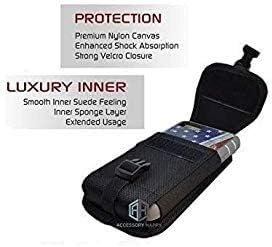 Reiko Vertical Case, iPhone 8 Plus, 7 Plus,6S/6 Plus(5.5'') Extra Large Rugged Pouch Holster Nylon Metal Belt Clip-Fits iPhone with Lifeproof Waterproof/Otterbox Defender/Mophie Cover (Size 5A)