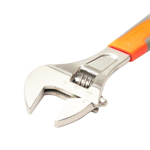 Image of SPARTAN 8 Inch Adjustable Wrench | Heavy Duty Chrome Vanadium Steel Spanner with Wide Jaw Opening | Ergonomic Anti-Slip Grip | Adjustable Monkey Wrench for Plumbing, Automotive & Home Repairs