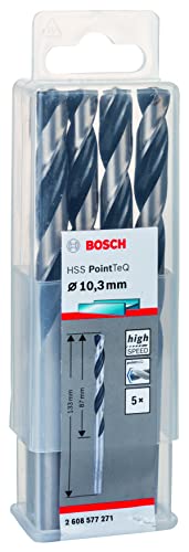 Bosch Professional 5x forets hélicoïdaux HSS PointTeQ (pour métal, 10,3 x 87 x 133 mm, accessoires pour perceuses-visseuses)