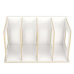 Desktop Boekenplank, Houten DIY Desktop Boekenplank Rack Boeken DVD Opslag Tijdschrifthouder voor Studenten Kinderen Volwassene(Warm wit)