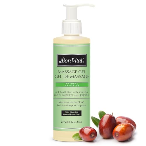 Bon Vital Naturale Massage Gel 8 oz Bottle with Pump Hypoallergenic & Paraben-Free Natural Massage Lotion Alternative with Botanical Extracts Lightweight & Non-Greasy Formula for Sensitive Skin