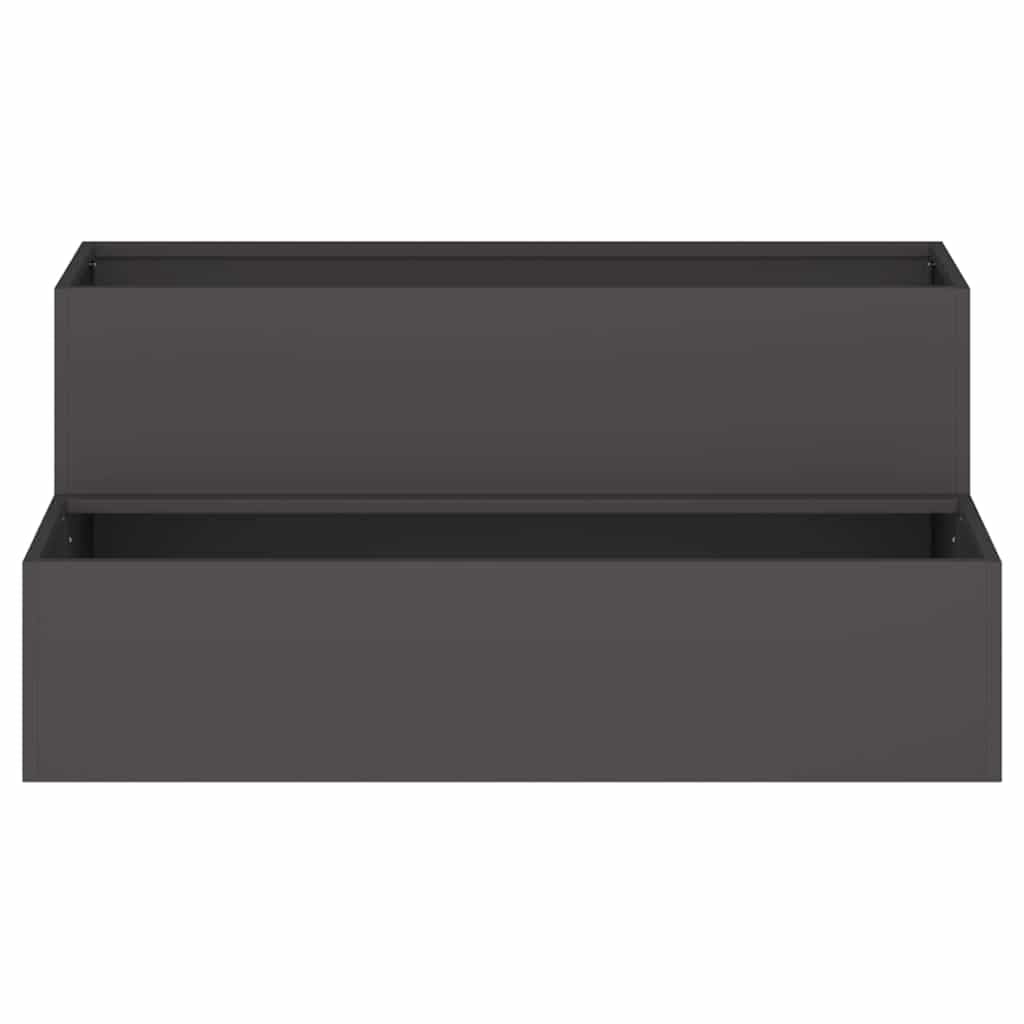 vidaXL Garten-Pflanzgefäß Schwarz 100 x 60 x 45 cm Kaltgewalzter Stahl, Garten und Terrasse, robuster Metallpflanztopf, für draußen, moderner Behälter für Deko, Blumenarrangement