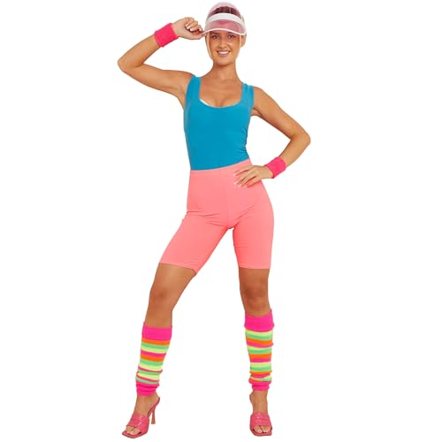 GA COMMUNICATIONS NEW WOMENS RAINBOW FLORESCENT STRIPE LEG WARMER 80S TEEN FANCY DRESS DANCE WARE[Rainbow Legwarmer One Size]