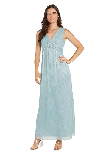 R&M Richards Metallic V-Neck Dress W/Pleated Removable Sheer Jacket2