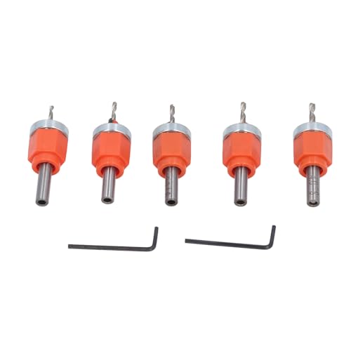 Countersink Drill Bit Set including Adjustable Depth Stop, 5 Pieces, for Wood and Plastic 2.8mm to 4.0mm