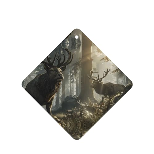 Phayah Deodorante per auto con motivo cervo sotto albero, profumo di lavanda, quadrato, da appendere, 6 pezzi, per auto, armadio, cassetto