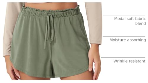 Image of ODODOS Modal Soft Lounge Shorts for Women Drawstring High Waist Casual Sleepwear Lightweight Cozy Pajama Bottom