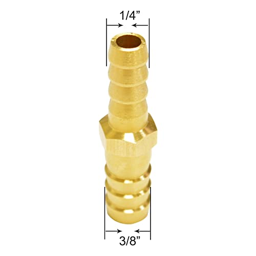 Joywayus Brass Hose Barb Reducer,1/4" To 3/8" Barb Reducer Fitting,Reducing Splicer Mender Union Adapter For Air Water Fuel(1Pcs) #TOP1
