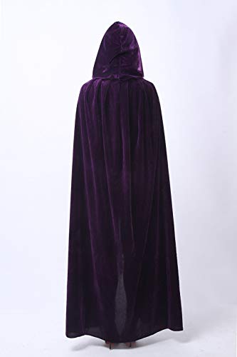 Ecity Unisex Adult Costume Velvet Hooded Cloak Role Play Halloween Xmas Party Cape (Small (43.2 Inch=110), Purple) #TOP2