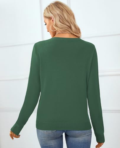 Image of QUALFORT Women's 100% Cotton Sweater, Basic Lightweight Long Sleeve Pullover