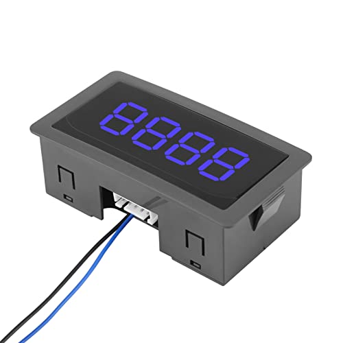 DC 12V LED Digital Counter Meter 4 Digit 0-9 UpDown PlusMinus with Cable, Counter (Blue)