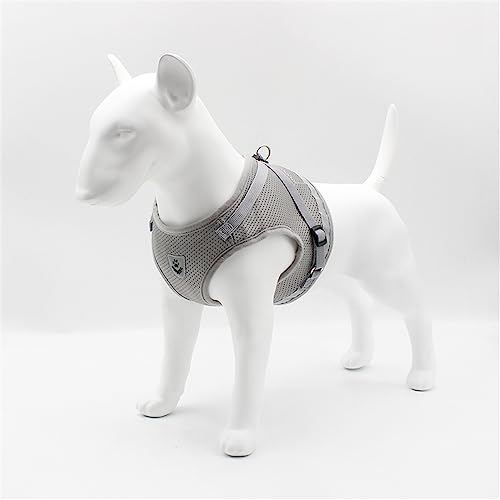 LOS ANDES Hundegeschirr & Katzengeschirr, Reflektierend, Weich Gepolstert, Air-Mesh Brustgeschirr für Kleine Hunde & Katzen, XS (Brust: 24-27cm), Grau, Gestreift