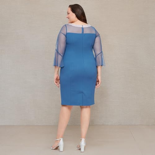 Image of Alex Evenings Womens Plus Size Short Shift Dress with Embellished Illusion Detail