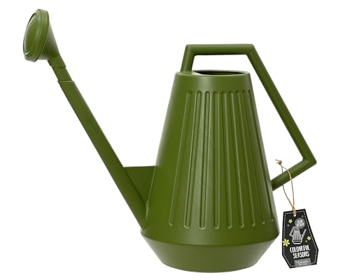 Regadera con cabezal de ducha de 9 l, para plantas de jardín, balcón y terraza, color verde, plástico reciclado, gran recipiente de riego, jarra de pulverización con alcachofa de ducha, para jardín